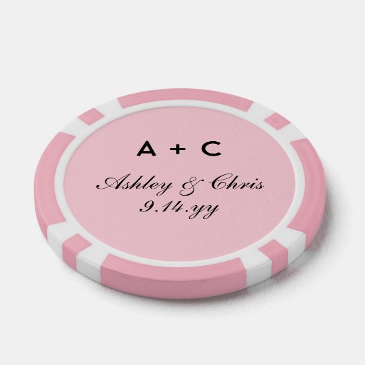 Trouwfeest favor met roze moderne personalisatie poker chips (Enkel)