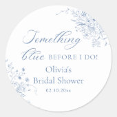 Trouwfeest favor Something Blue Ronde Sticker (Voorkant)