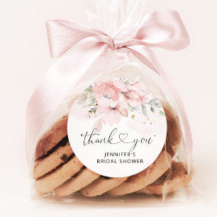 Trouwfeest favor tag met blozende rozen ronde sticker