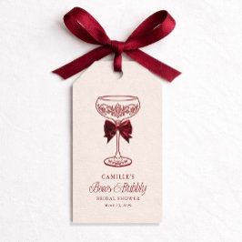 Trouwfeest favor tag met linten en bubbels cadeaulabel
