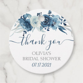 Trouwfeest Favor Tags met marineblauw bloemmotief Bedankjes Labels