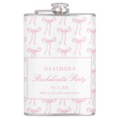 Trouwfeest Favorieten met Roze Lint Heupfles (Voorkant)