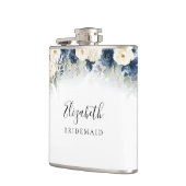 Trouwfeest fles Navy Blue en Witte Rozen Heupfles (Links)