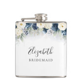 Trouwfeest fles Navy Blue en Witte Rozen Heupfles (Voorkant)