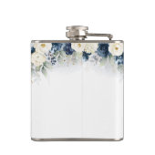 Trouwfeest fles Navy Blue en Witte Rozen Heupfles (Achterkant)