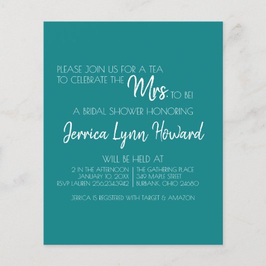 Trouwfeest Flyer voor Toekomstige Mr. & Mrs. (Voorkant)
