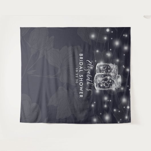 Trouwfeest Foto Achtergrond Houten Mason Jar Licht Wandkleed (Voorkant (horizontaal))