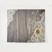 Trouwfeest Foto Achtergrond Kant Zonnebloemen Hout Wandkleed (Voorkant (horizontaal))