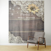 Trouwfeest Foto Achtergrond Kant Zonnebloemen Hout Wandkleed (In situ)