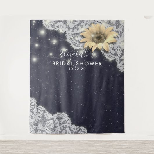 Trouwfeest Foto Achtergrond Kant Zonnebloemen Lich Wandkleed (Voorkant)