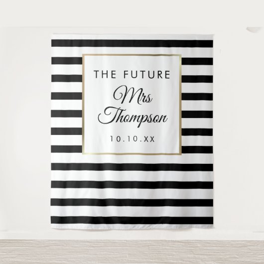 Trouwfeest Fotobackdrop Future Mrs Stripe Wandkleed (Voorkant)
