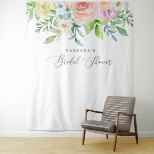 Trouwfeest Fotohokje Achtergrond met Bloemmotief i Wandkleed