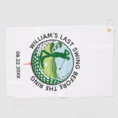 Trouwfeest Golfer Naam Laatste Swing Golf Handdoek (Horizontaal)