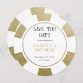 Trouwfeest goud pokerchip save the date (Voorkant / Achterkant)
