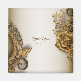 Trouwfeest Gouden Bloemvlinder Antiek Magneet