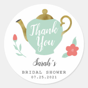 Trouwfeest gunst Whimsical Thee Feestje Ronde Sticker