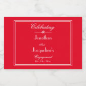 Trouwfeest gunstbewijs script elegant rood mini likeurfles etiket (Enkel label)