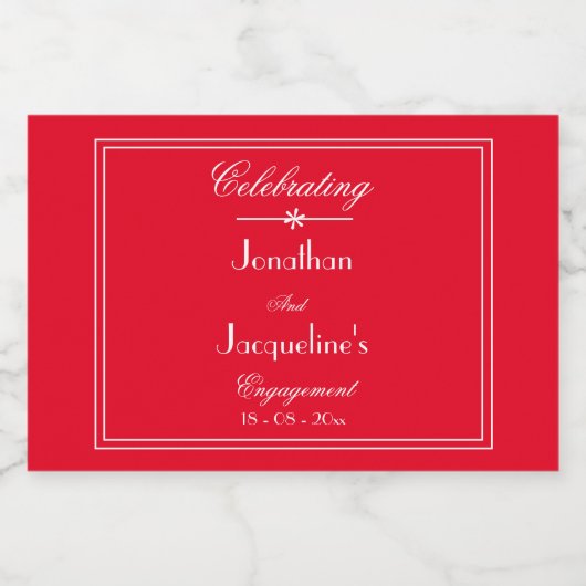 Trouwfeest gunstbewijs script elegant rood mini likeurfles etiket (Enkel label)