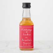 Trouwfeest gunstbewijs script elegant rood mini likeurfles etiket (Voorkant)