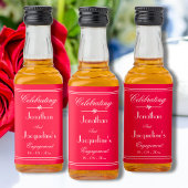 Trouwfeest gunstbewijs script elegant rood mini likeurfles etiket