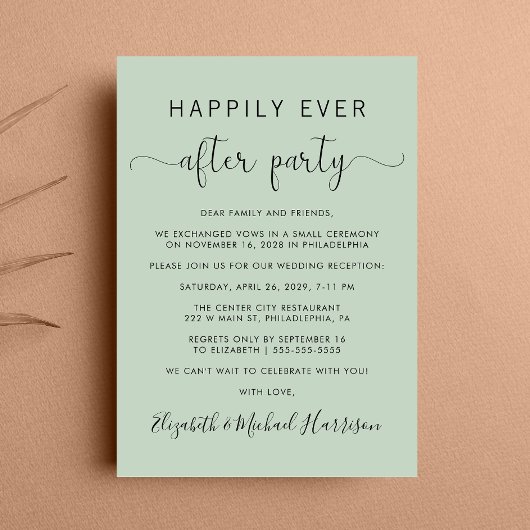 Trouwfeest 'Happily Ever After Party' Sage Ontvang Kaart