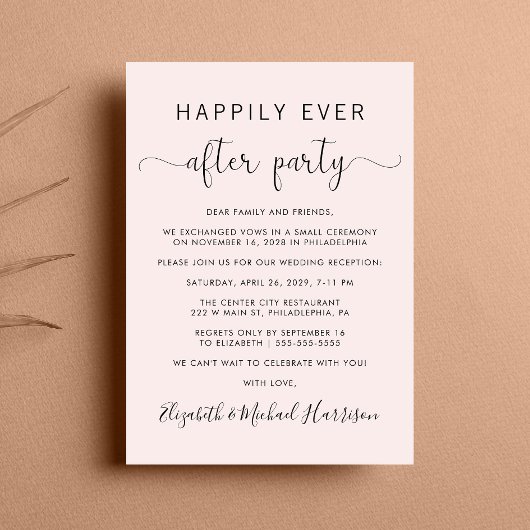 Trouwfeest 'Happily Ever After' Roze Ontvangst Kaart