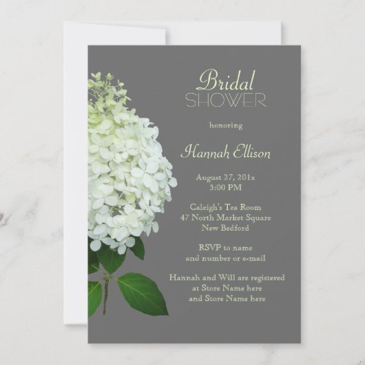 Trouwfeest Hydrangea Grijs Bruids / Trouwfeest Bor Kaart (Voorkant)