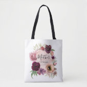 Trouwfeest in antieke stoffige roze en bordeauxroo tote bag (Voorkant)