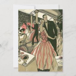 Trouwfeest in art deco-stijl, eerste dans van pasg aankondiging