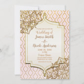 Trouwfeest in Blush Roze Goud Marokkaanse Arabisch Kaart (Voorkant)