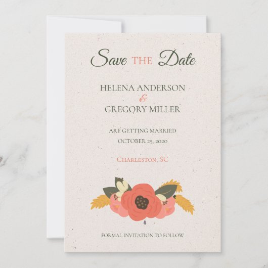 Trouwfeest in de bloementuin save the date (Voorkant)