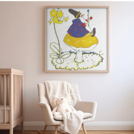 Trouwfeest in het bos in vintage sprookjesstijl poster
