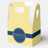 Trouwfeest in marineblauw en geel met chevrons bedankdoosjes (Geopend)