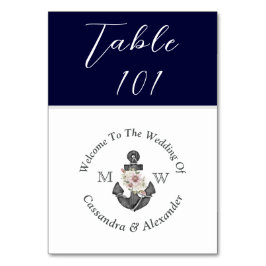 Trouwfeest in nautische stijl in navyblauw met wit kaart