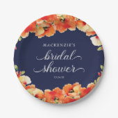 Trouwfeest in Navyblauw en Gouden Klaproos Papieren Bordje (Voorkant)