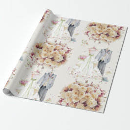 Trouwfeest in Retro Stijl - Roze & Wit - Bruidsboe Cadeaupapier