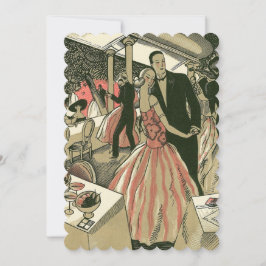 Trouwfeest in vintage Art Deco-stijl, eerste dans  Kaart