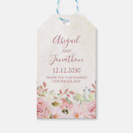Trouwfeest in vintage roze bloemstijl voor de lent cadeaulabel