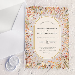 Trouwfeest in vintage rustieke herfstbeige tinten acryl uitnodigingen