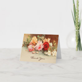Trouwfeest in vintage stijl, antieke rozen Bloemen Bedankkaart