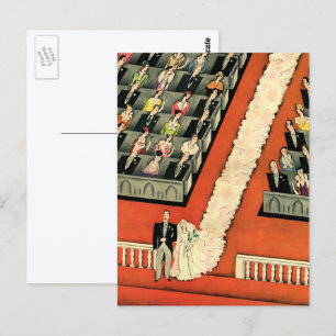 Trouwfeest in vintage stijl, Art Deco bruid en bru Briefkaart