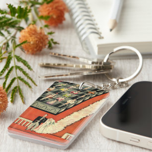 Trouwfeest in vintage stijl, Art Deco bruid en bru Sleutelhanger