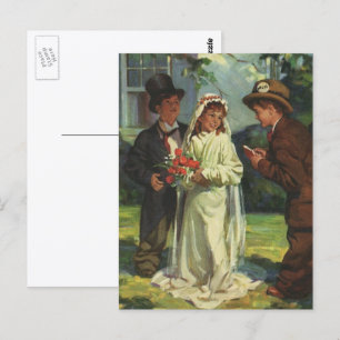 Trouwfeest in vintage stijl, kinderen doen bruid e briefkaart