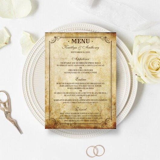 Trouwfeest in vintage stijl menu