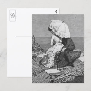 Trouwfeest in vintage stijl, pasgetrouwden aan het briefkaart