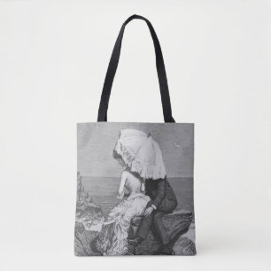 Trouwfeest in vintage stijl, pasgetrouwden aan het tote bag