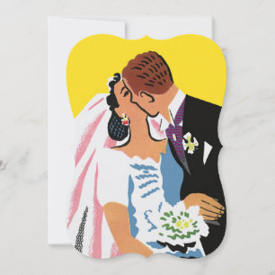 Trouwfeest in vintage stijl, Retro bruid Bruidsfe Kaart