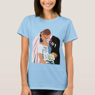 Trouwfeest in vintage stijl, retro bruid en bruide t-shirt