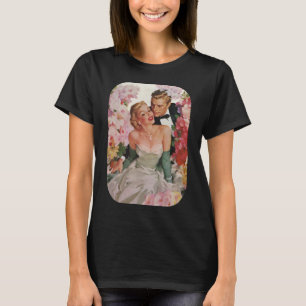 Trouwfeest in vintage stijl, retro bruid en bruide t-shirt
