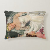 Trouwfeest in vintage stijl, retro bruid met bloem accent kussen (Voorkant)